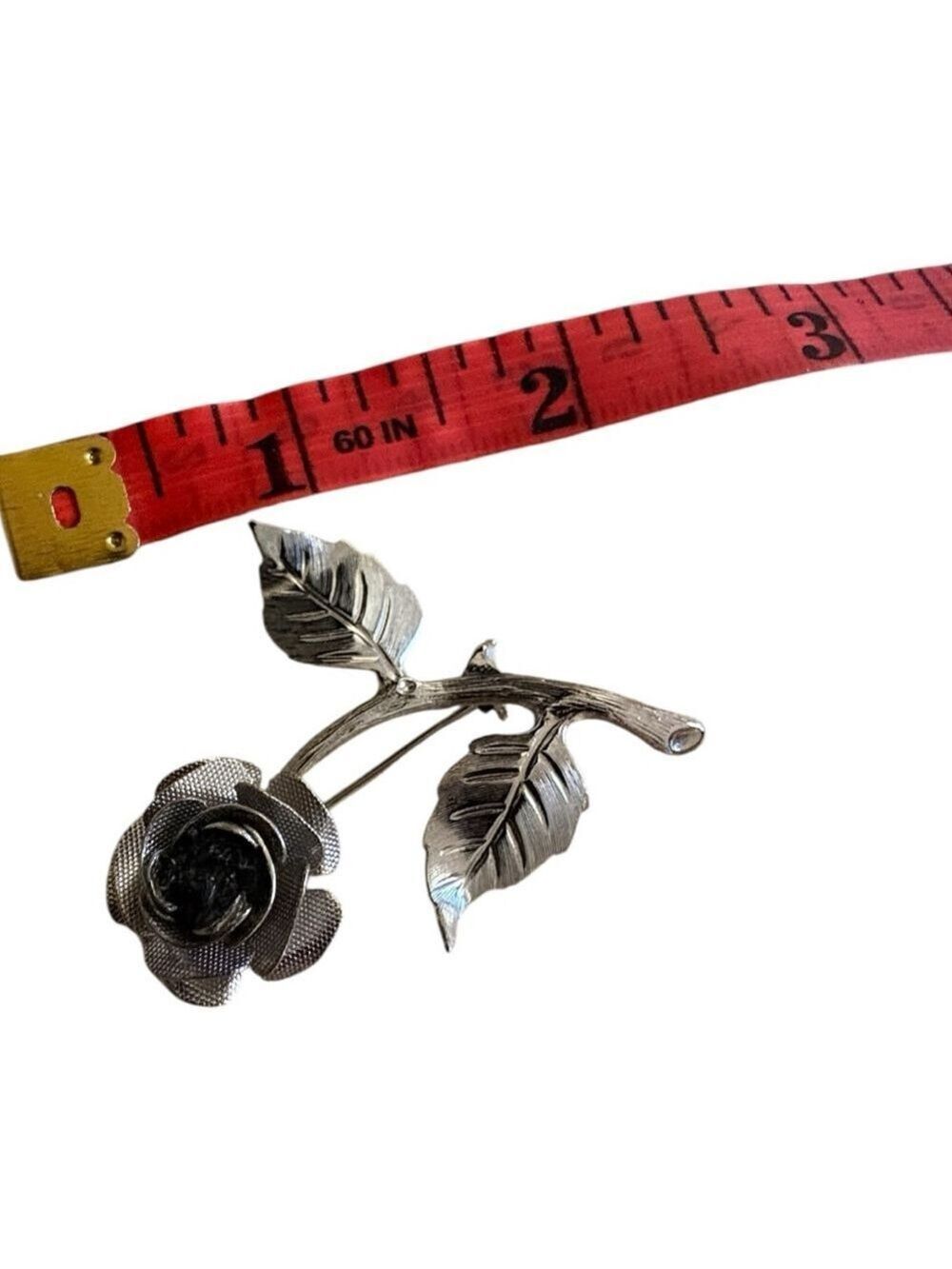 Rose Brooch Pin One Size Silver